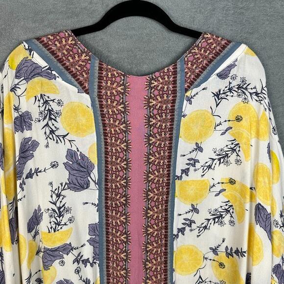 Free People Top Womens Large White Freshly Squeezed Lemon Boho Festival Oversize - Picture 6 of 13